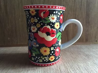 Vera Bradley Mug Poppy Fields Barnes Noble Black Coffee Tea Cup Red Blue Flowers • $9.90