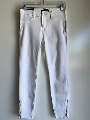 NEW J BRAND Tali Mid Rise Cropped Skinny Blanc White Zipper Hem Jeans Size 28 • $39.99