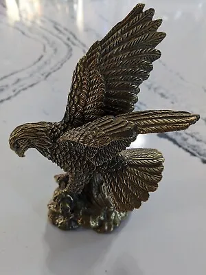 Vintage Bronze Brass Spread Wing Eagle Statue On Base - Nice  • $45