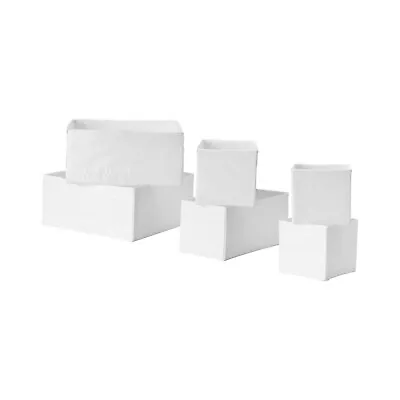 IKEA SKUBB Set Of 6 Drawer Organiser Storage Cloth Box Wardrobe White / Grey • £12.50