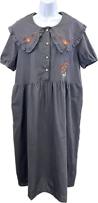 Women’s Mori Lolita Girl Ruffle Collar Embroidered Cotton Blend Dress US OS S-L • $29.90