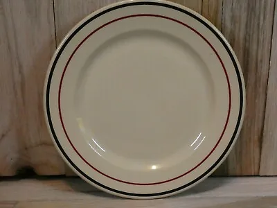 McNicol Roloc Red Black Stripe Stoneware 9  Dinner Plate • $8.99