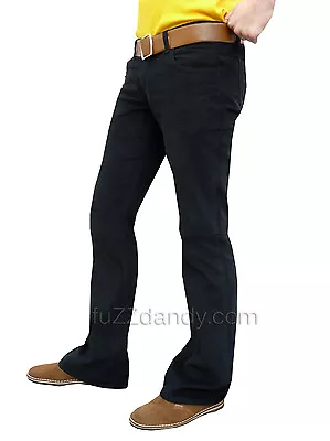 £39.99 • Buy Mens Black Bootcut Cords Vtg Jeans Retro Flares Mod 60s