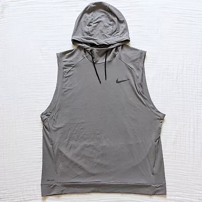 NIKE DRI-FIT SLEEVELESS HOODIE Mens 2XL XXL Gray Pullover Basketball Training • $27.99