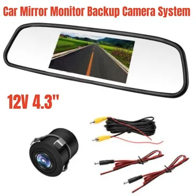 4.3  1080P 12V Rearview Mirror Car Mirror Monitor Backup Camera System US STOCK • $39.74