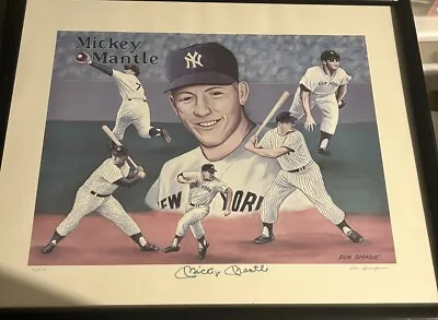 77/750 Mickey Mantle Signed 16 X 20 Signed Lithograph Framed With Authentication • $350