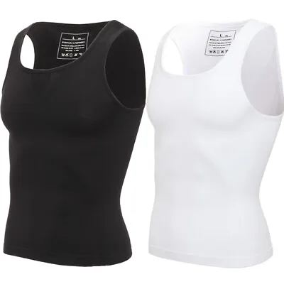 Mens Body Shaper Slimming Shirt Compression Vest Elastic Slim Shapewear Tank Top • $17.79