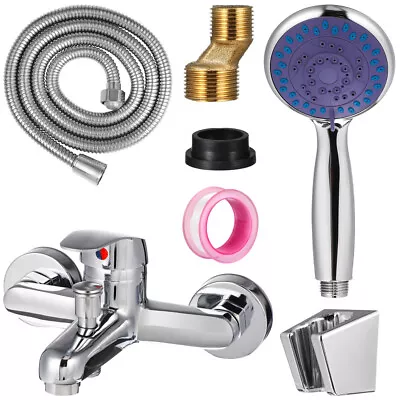 £14.99 • Buy Luxury Bathroom Chrome Sink Bath Filler Tap Shower Mixer Taps With Hand Held Set