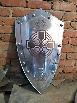 Steel Shield Medieval Knight Templar Shield Crusader Metal Heater Shield • $69.67