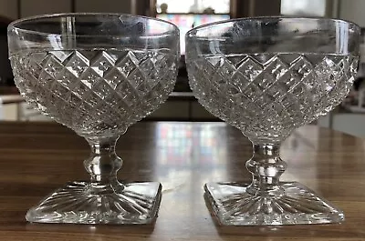 1930s Anchor Hocking Glass Pair Of Miss American Footed Dessert Sherbet Cups • $10