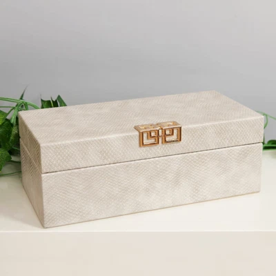 £37.47 • Buy Cream Jewellery Box Organiser Faux Snake Skin Art Deco Gold Clasp 10x26.5x14cm