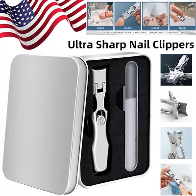 Ultra Sharp Nail Clippers Steel Wide Jaw Opening Anti Splash Portable US NEW • $10.98