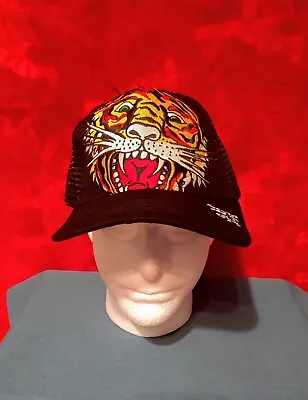 Ed Hardy Tiger Head Art Design Black Trucker Snapback Cap/Hat. New With Tags. • $33