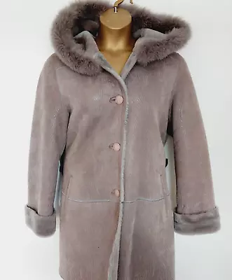£39.99 • Buy Alvieri Armani Isin Lambskin Shearling Leather Coat Sz 42 (14-16) Grey Sheepskin