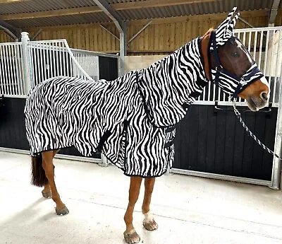 £24.99 • Buy Zebra Print Fly Mesh Rug For Horse Pony Shetland - Lightweight Full Neck Combo