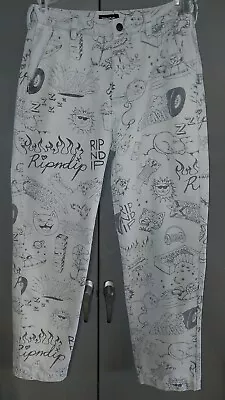 RipNDip Mens  Sharpie Graffiti Print Denim Jeans Pants Gray Skater Hip Hop Sz 32 • $17.99