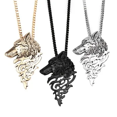 Punk Wolf Head Pendant Necklace Men's Jewelry Vintage Hip Hop Chain Accessory • $1.74