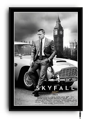 JAMES BOND SKYFALL Light Up Movie Poster Led Lightbox Sign Cinema Man Cave Den • £79.99