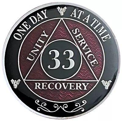 AA 33 Year Coin Red Silver Color Plated Medallion Alcoholics Anonymous Coin • $23.99