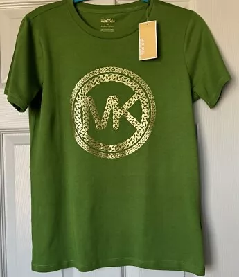 NWTWomen’s Michael Kors True Green Gold  Logo T-Shirt Sizes S; Ret. .$78.00 • $33.99