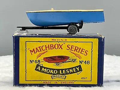 Moko Matchbox#48A Metor Sport Boat & Trailer 1958G.P.WNMint Boxed All Orig. • $129