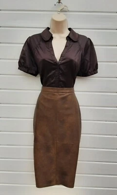 £6.99 • Buy Pencil Skirt,brown Faux Leather/pleather,60's,70's,80's,vintage Style,size 8
