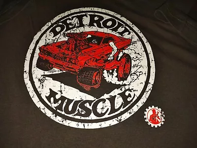 DETROIT MUSCLE XL T-shirt MADE IN DETROIT Dark Grey Motor City Motown Hot Rod • $20