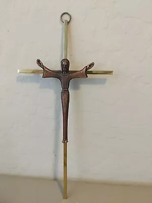 Brass & Copper Wall Hanging Metal Crucifix Jesus Cross Modern Minimalist • $10