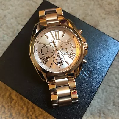 Michael Kors Bradshaw Rose Gold Mk-Wrist Watch For Women Stainless Steel • $110