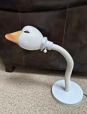 Vtg. Figural Ceramic Goose Head Weighted Gooseneck Table Lamp EXC. Condition • $175