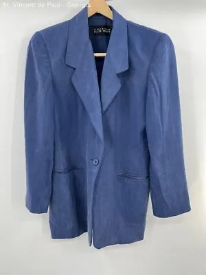 Linda Allard Ellen Tracy Midnight Blue 100% Silk Single Button Blazer - Size 8 • $9.99