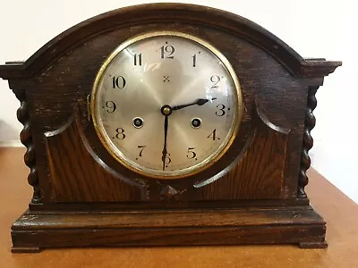 1920s 8day Striking Mantel Clock Oak Case C18 By HAC With Barley Twist Columns • £30