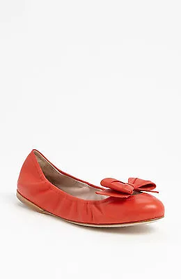 MIU MIU Red Napa Leather Bow Scrunch Ballet Flat Size 39EU/9US*****$450****** • $289.99