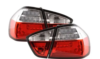 BMW 3-Series E90 Sedan Red Clear LED Bar Taillights 2005-2008 Complete Set L R • $194