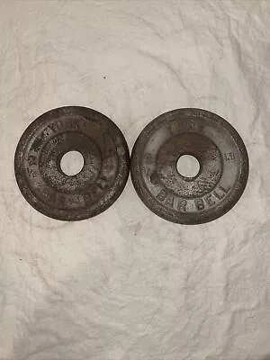 One Pair Vintage 2.5LB York Barbell Standard Cast Iron Weight Plates 5LB Total • $15