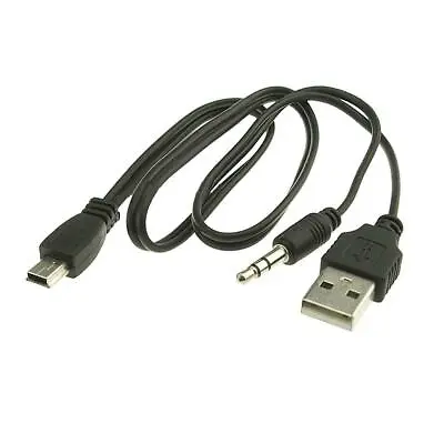 2XUSB Charging Cord To Mini USB Male And 3.5mm Jack Plug Audio Bluetooth Cable • £4.79