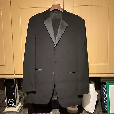 Moss Bros Eveningwear Mens Blazer Tuxedo Black Suit 40L Waist 32S Fab Condition • £34.99