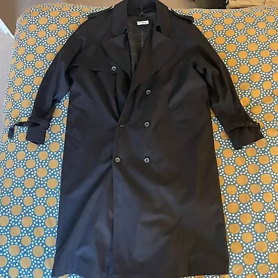 Mr Harry Vintage Black Peacoat Double Breasted Trench With Liner 50 - 52” Chest • $55.94