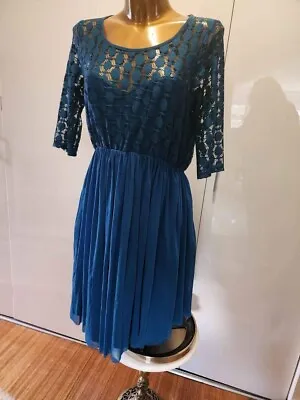 $19 • Buy Teal Blue Size 12 Lace Sweetheart ASOS Maternity Dress NEW With Tags