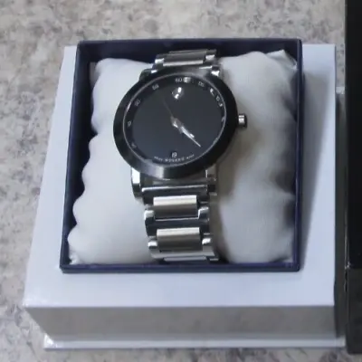 MOVADO MEN'S WATCH 07.1.14.1145 STAINLESS STEEL BAND BLACK FACE W/extra Links • $259.97