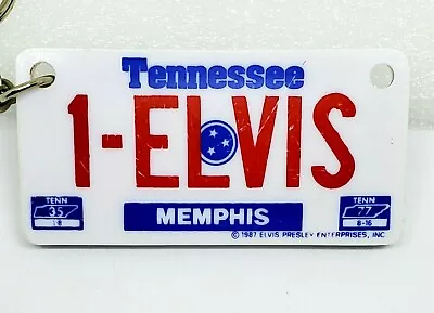 Vintage 1987 Tennessee Elvis Memphis License Plate Souvenir Keychain Key Chain • $7.49