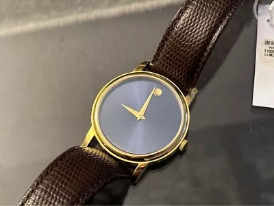 Movado Black Yellow Gold Plated Stainless Steel Museum MO.01.1.34.6002 • $2.25