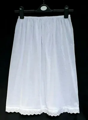 New White Underskirt Size 12-16 XL Half Slip Cotton Rich Petticoat 27  Waistslip • £8.97