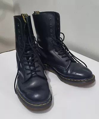 GENUINE Vintage Leather Doc Dr. Martens Black Boots Unisex US 10 Mens EU43 • $165
