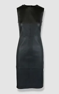 $1395 VINCE Women Black Stretch Leather Dress Size 6 • $446.78