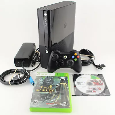 Microsoft Xbox 360 E 4GB Black Console Bundle With Controller & 2 Games • $80.96