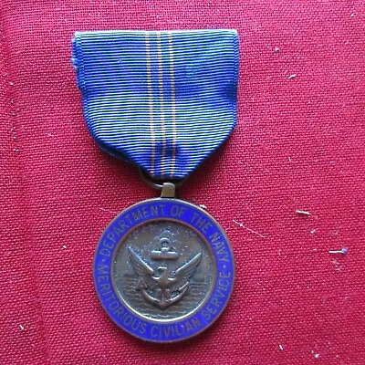 Rare Vintage US Dept Of The Navy Meritorious Civilian Service Medal pinback4c • $19.99