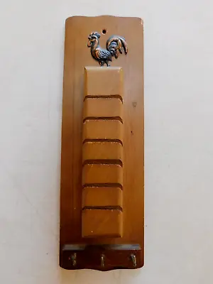 MAIL LETTER KEY HOLDER VINTAGE WOODEN RACK ROOSTER Chicken JAPAN 6.12 • $7.99