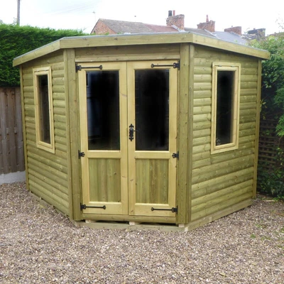 Deluxe Corner House Loglap - Pressure Treated - T&G - Jons Sheds • £2698.75