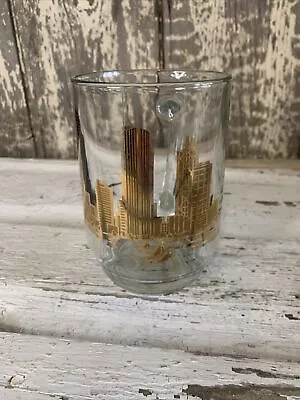 VTG Marshall Fields Gold Chicago Skyline Glass Coffee Mug Beverage Glass~18oz • $10